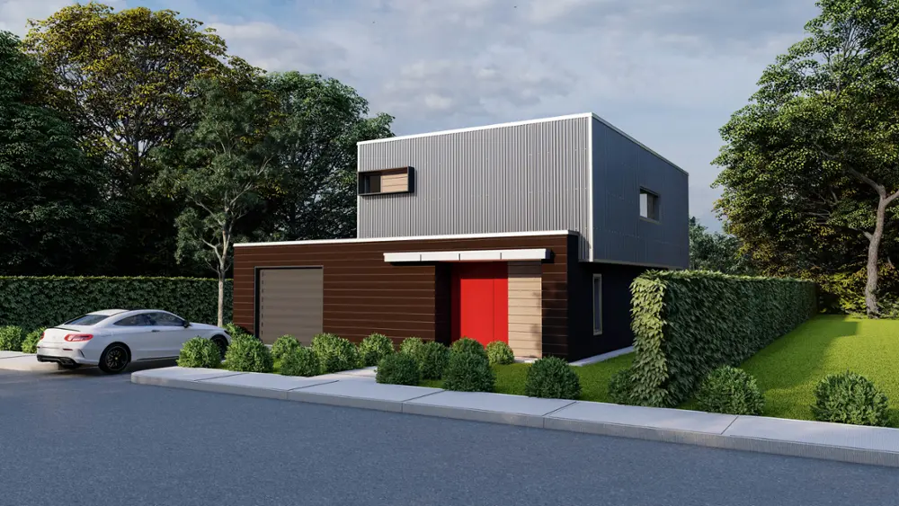 1 bedrooms 1.5 bathrooms 2 story Style House industrial Code #HS392-3