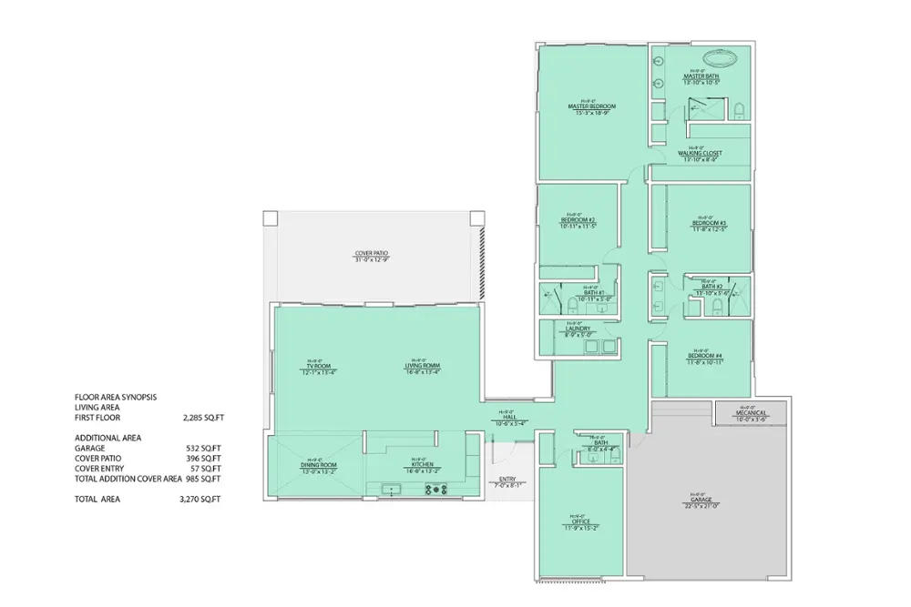 4 bedrooms 3.5 bathrooms 1 story Style House contemporary Code #HS462-10